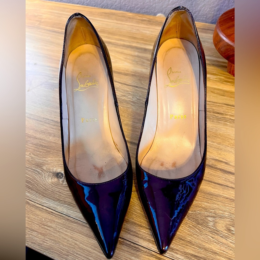 Christian Louboutin Chocolate Patten Leather Pumps. 60mm/3” heel.
